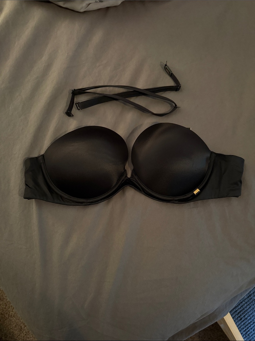 Victoria's Secret Black Strapless Molded Cup Bandeau Bra